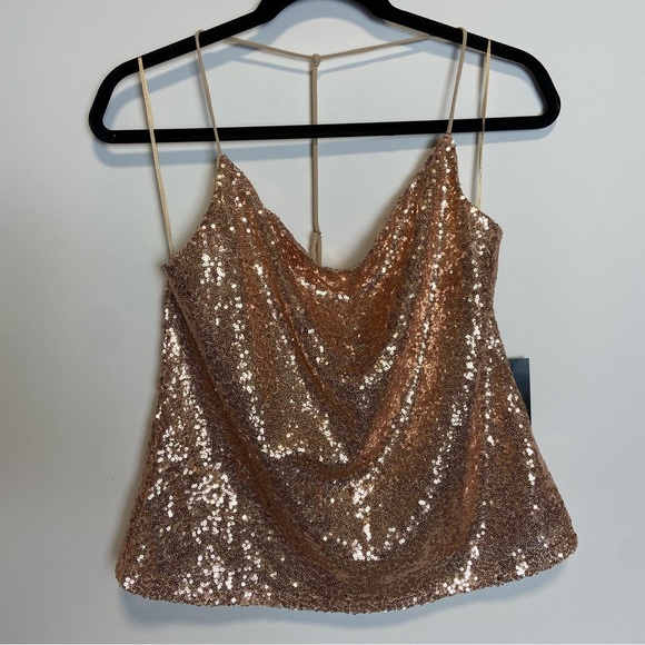 NWT LUSH / champagne sequin cami s - Picture 2 of 7